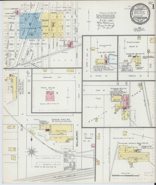 Effingham Illinois 1893 - Fire Insurance Index - Old Map Reprint