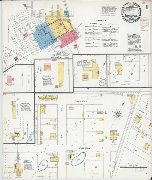 Eldorado Illinois 1900 - Fire Insurance Index - Old Map Reprint
