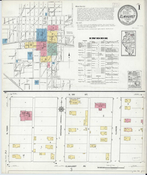 Elmhurst Illinois 1918 - Fire Insurance Index - Old Map Reprint