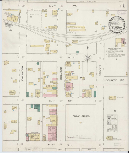 Eureka Illinois 1885 - Fire Insurance Index - Old Map Reprint