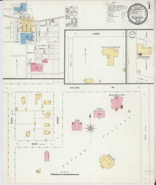 Eureka Illinois 1898 - Fire Insurance Index - Old Map Reprint