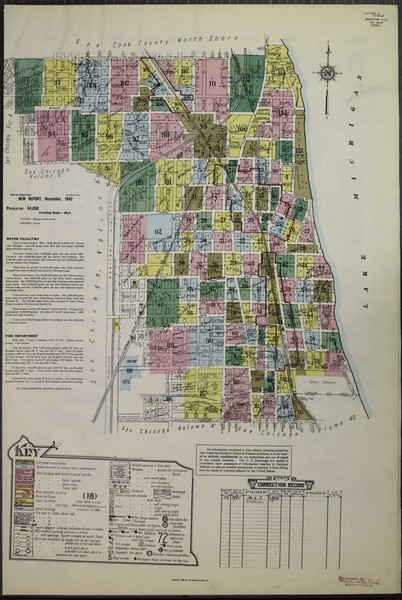Evanston Illinois 1945 - Fire Insurance Index - Old Map Reprint