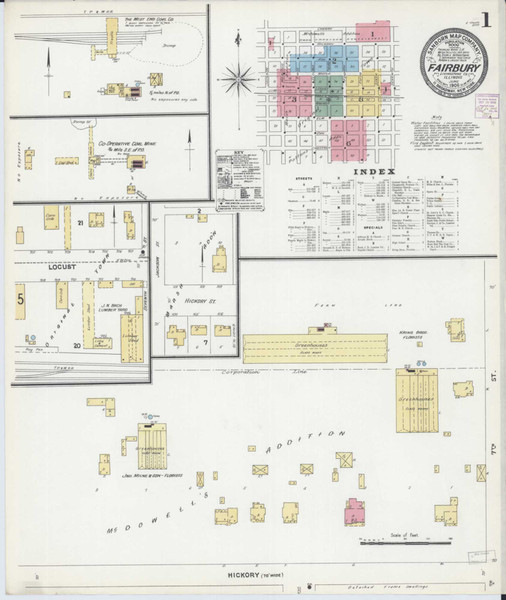 Fairbury Illinois 1906 - Fire Insurance Index - Old Map Reprint