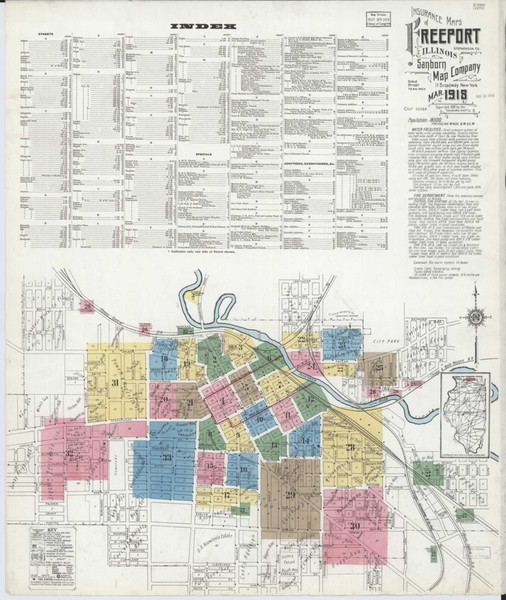 Freeport Illinois 1918 - Fire Insurance Index - Old Map Reprint