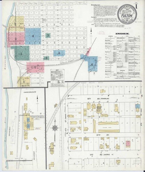 Fulton Illinois 1912 - Fire Insurance Index - Old Map Reprint