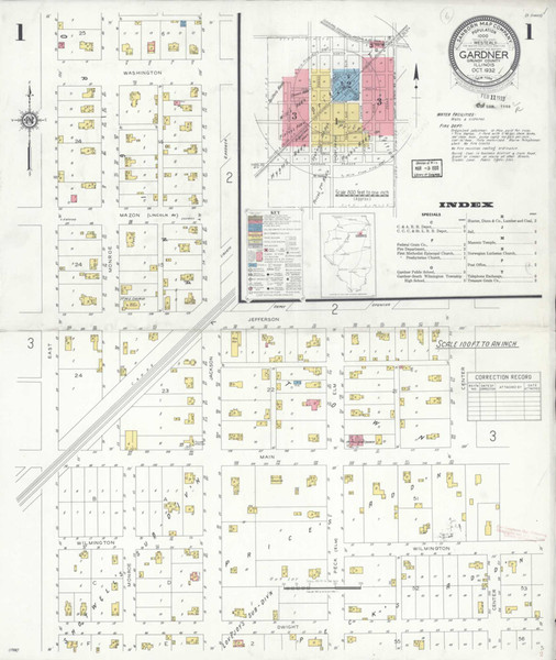 Gardner Illinois 1932 - Fire Insurance Index - Old Map Reprint