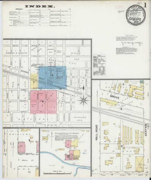 Geneseo Illinois 1892 - Fire Insurance Index - Old Map Reprint