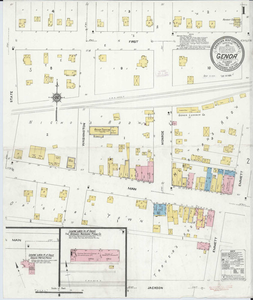 Genoa Illinois 1912 - Fire Insurance Index - Old Map Reprint