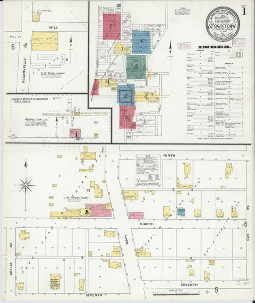 Georgetown Illinois 1909 - Fire Insurance Index - Old Map Reprint