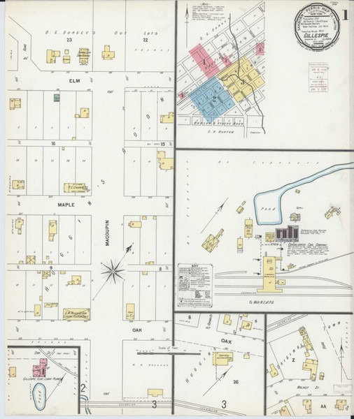 Gillespie Illinois 1899 - Fire Insurance Index - Old Map Reprint