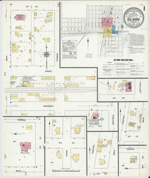Gilman Illinois 1911 - Fire Insurance Index - Old Map Reprint