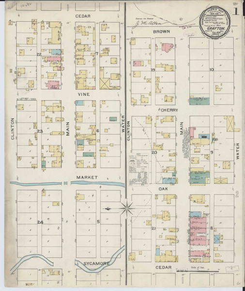 Grafton Illinois 1894 - Fire Insurance Index - Old Map Reprint