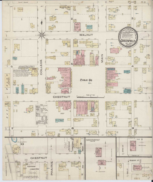 Greenfield Illinois 1885 - Fire Insurance Index - Old Map Reprint