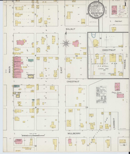 Greenfield Illinois 1893 - Fire Insurance Index - Old Map Reprint
