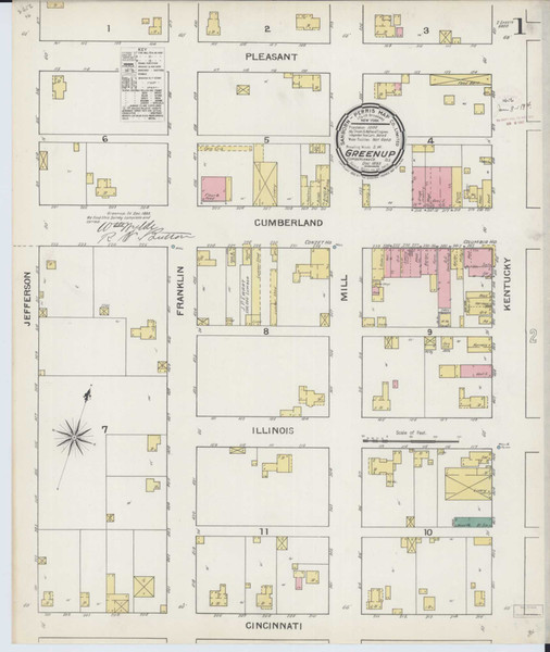 Greenup Illinois 1893 - Fire Insurance Index - Old Map Reprint