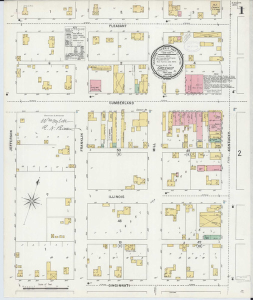 Greenup Illinois 1898 - Fire Insurance Index - Old Map Reprint