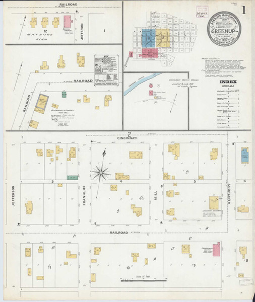 Greenup Illinois 1906 - Fire Insurance Index - Old Map Reprint