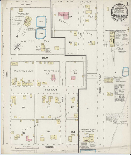 Harrisburg Illinois 1886 - Fire Insurance Index - Old Map Reprint