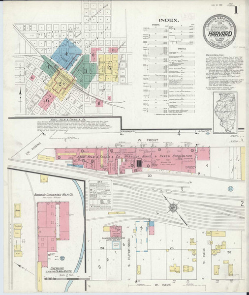 Harvard Illinois 1912 - Fire Insurance Index - Old Map Reprint
