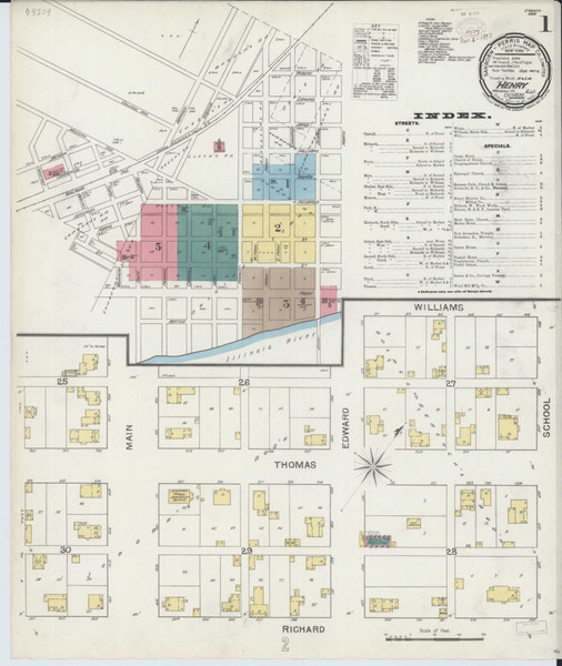 Henry Illinois 1893 - Fire Insurance Index - Old Map Reprint