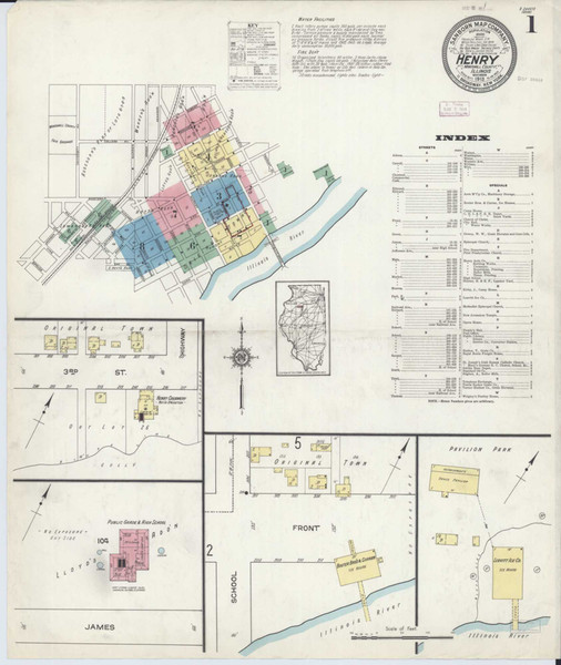 Henry Illinois 1913 - Fire Insurance Index - Old Map Reprint