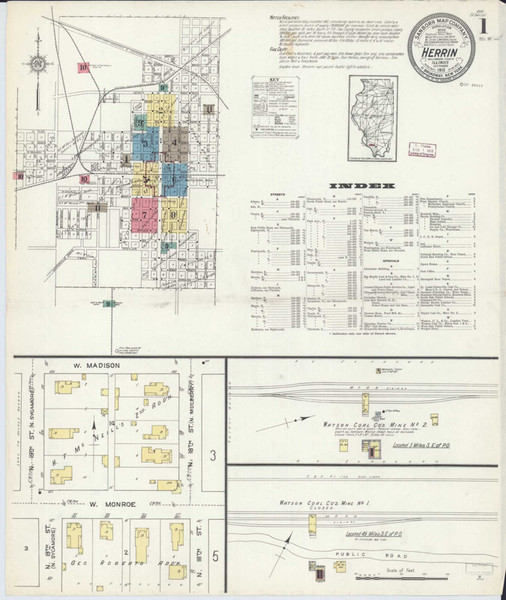 Herrin Illinois 1913 - Fire Insurance Index - Old Map Reprint