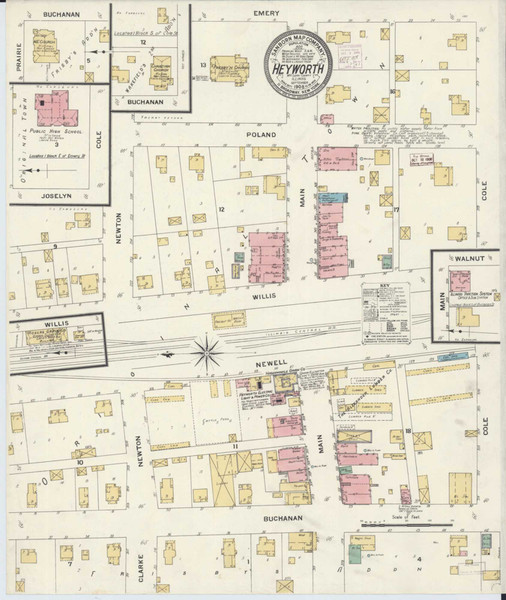 Heyworth Illinois 1908 - Fire Insurance Index - Old Map Reprint