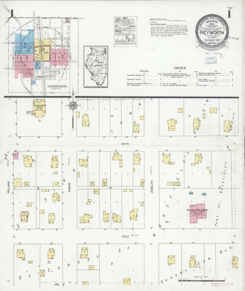 Heyworth Illinois 1927 - Fire Insurance Index - Old Map Reprint