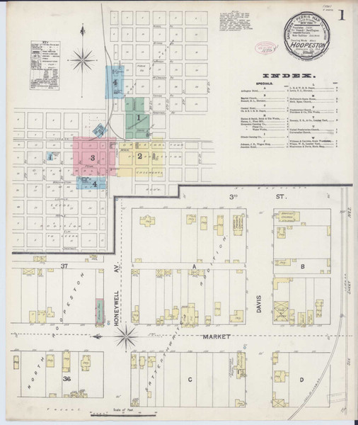 Hoopeston Illinois 1890 - Fire Insurance Index - Old Map Reprint