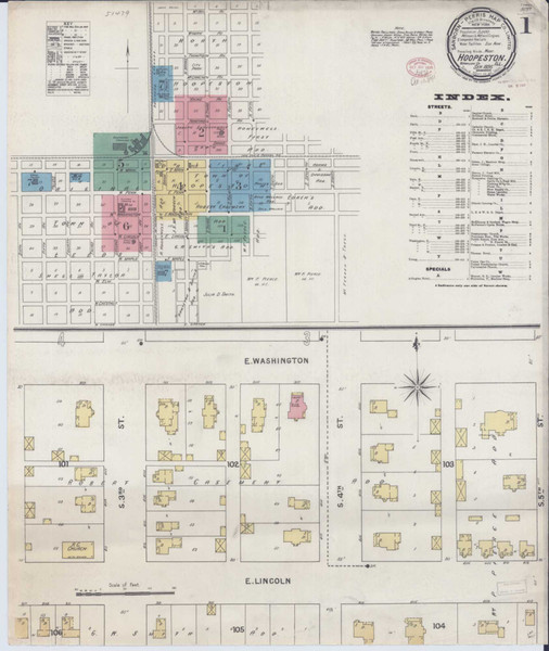 Hoopeston Illinois 1895 - Fire Insurance Index - Old Map Reprint