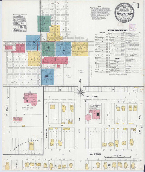 Hoopeston Illinois 1906 - Fire Insurance Index - Old Map Reprint