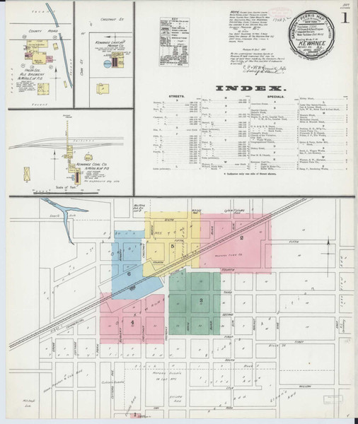 Kewanee Illinois 1892 - Fire Insurance Index - Old Map Reprint