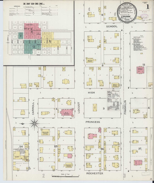 Lanark Illinois 1893 - Fire Insurance Index - Old Map Reprint