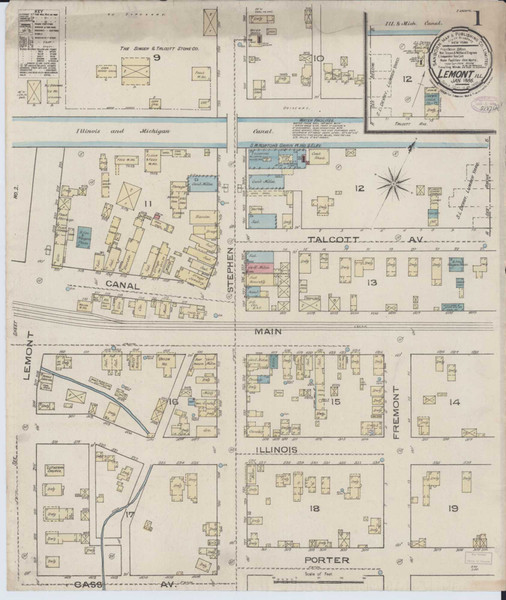 Lemont Illinois 1886 - Fire Insurance Index - Old Map Reprint