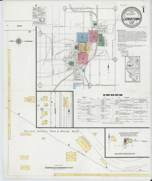 Lewistown Illinois 1919 - Fire Insurance Index - Old Map Reprint