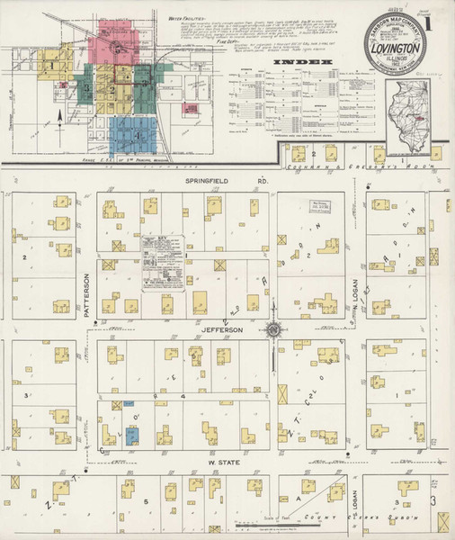 Lovington Illinois 1922 - Fire Insurance Index - Old Map Reprint