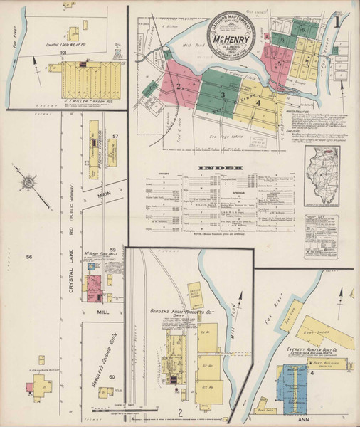 Mchenry Illinois 1922 - Fire Insurance Index - Old Map Reprint