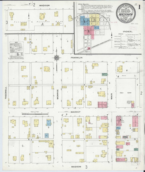 Mackinaw Illinois 1910 - Fire Insurance Index - Old Map Reprint