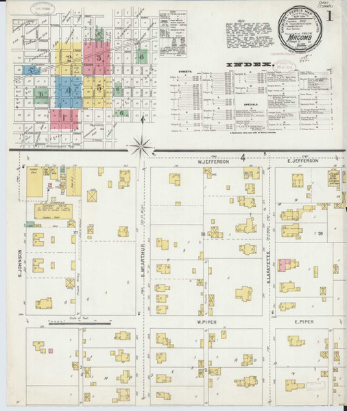 Macomb Illinois 1898 - Fire Insurance Index - Old Map Reprint