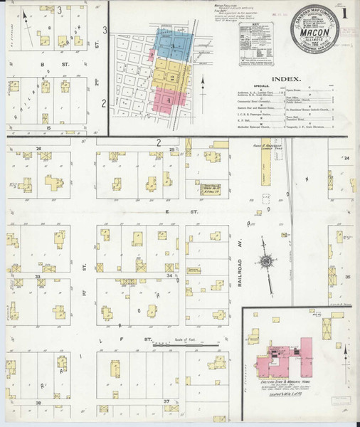 Macon Illinois 1910 - Fire Insurance Index - Old Map Reprint