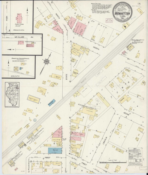 Manhattan Illinois 1914 - Fire Insurance Index - Old Map Reprint
