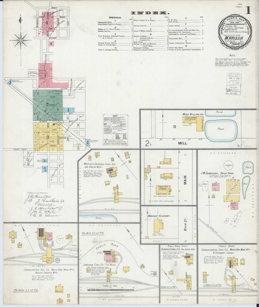 Marissa Illinois 1900 - Fire Insurance Index - Old Map Reprint