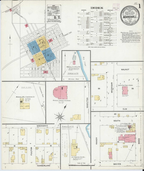 Marshall Illinois 1906 - Fire Insurance Index - Old Map Reprint