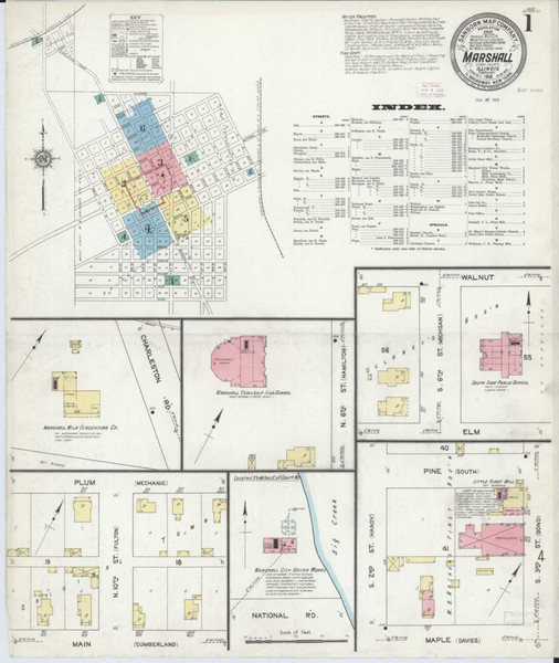 Marshall Illinois 1912 - Fire Insurance Index - Old Map Reprint