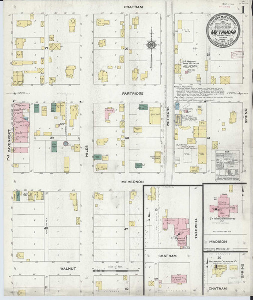Metamora Illinois 1910 - Fire Insurance Index - Old Map Reprint