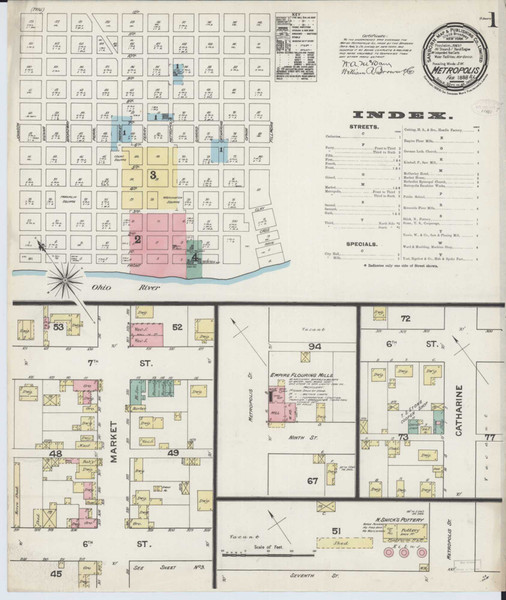 Metropolis Illinois 1888 - Fire Insurance Index - Old Map Reprint