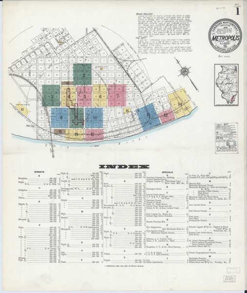 Metropolis Illinois 1921 - Fire Insurance Index - Old Map Reprint