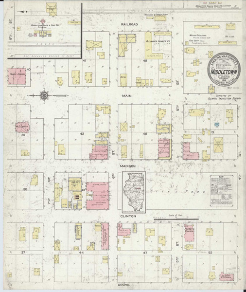 Middletown Illinois 1914 - Fire Insurance Index - Old Map Reprint