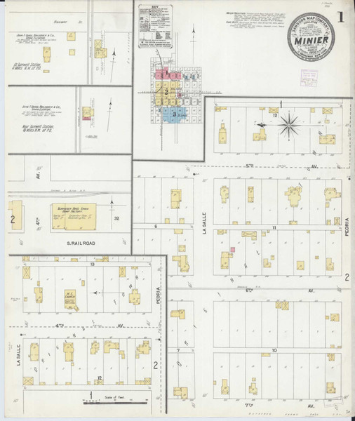 Minier Illinois 1906 - Fire Insurance Index - Old Map Reprint