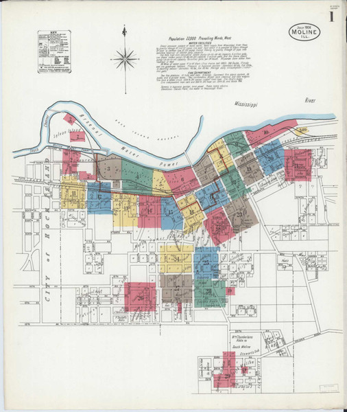 Moline Illinois 1906 - Fire Insurance Index - Old Map Reprint